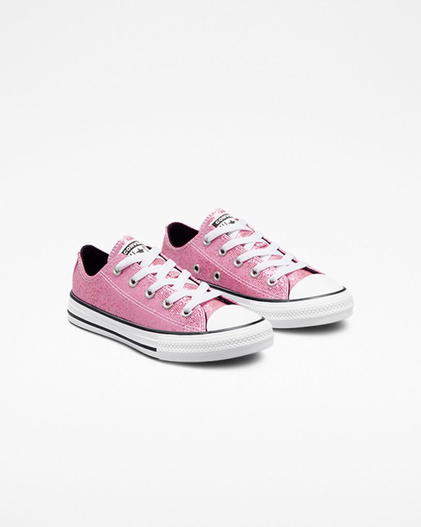 Girls' Converse Chuck Taylor All Star Glitter Low Top Shoes Pink / Black | AU 9103EG